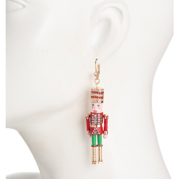 Betsey Johnson Nutcracker Crystal Mismatch Earrings Red Multi NWT - Picture 6 of 8